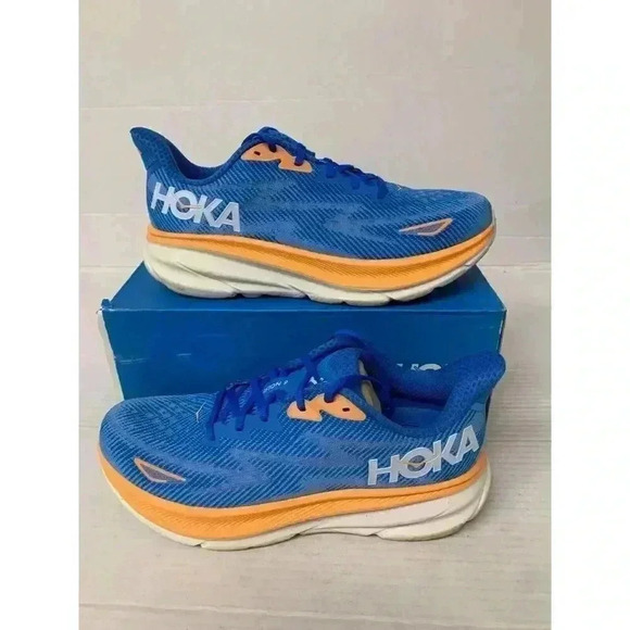 .1373 Hoka Mens Clifton 9, Blue/Orange, Mens Running Shoes-US 9.5 Mens - Picture 4 of 6